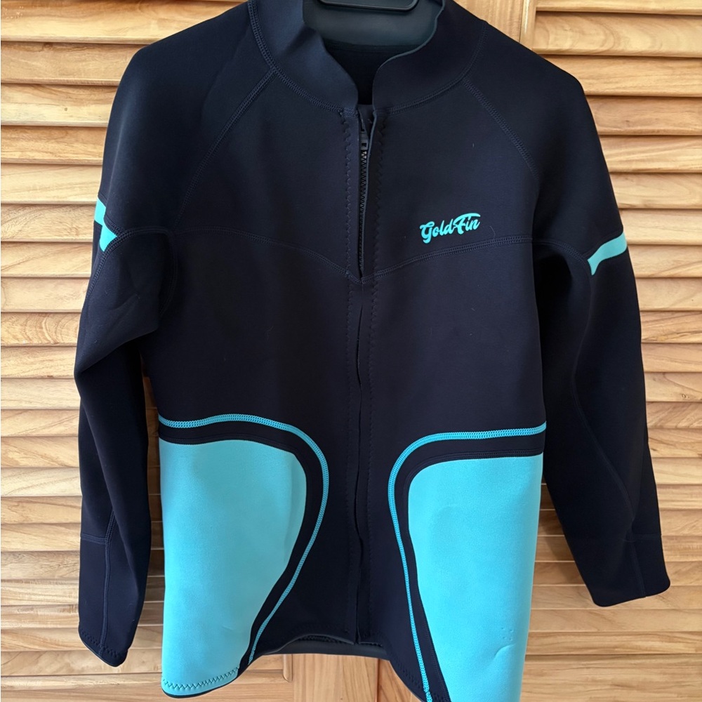 Women's Black & Teal Front Zip 2 mm Wetsuit Jacket